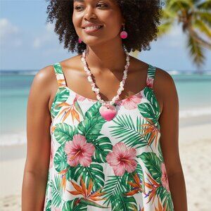 Sophisticated Coastal Heart Shaped Pink Mother Of Pearl Shell Beaded Multistrand